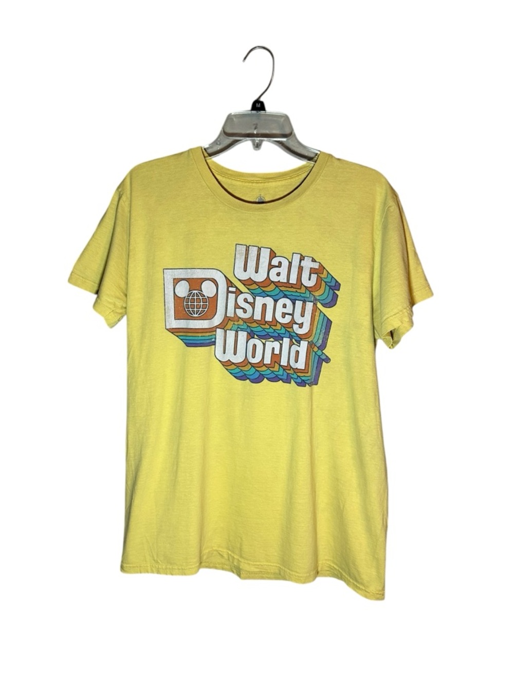 Disney Adult Shirt - Retro Walt Disney World Logo - YELLOW Size Large - Picture 2 of 4